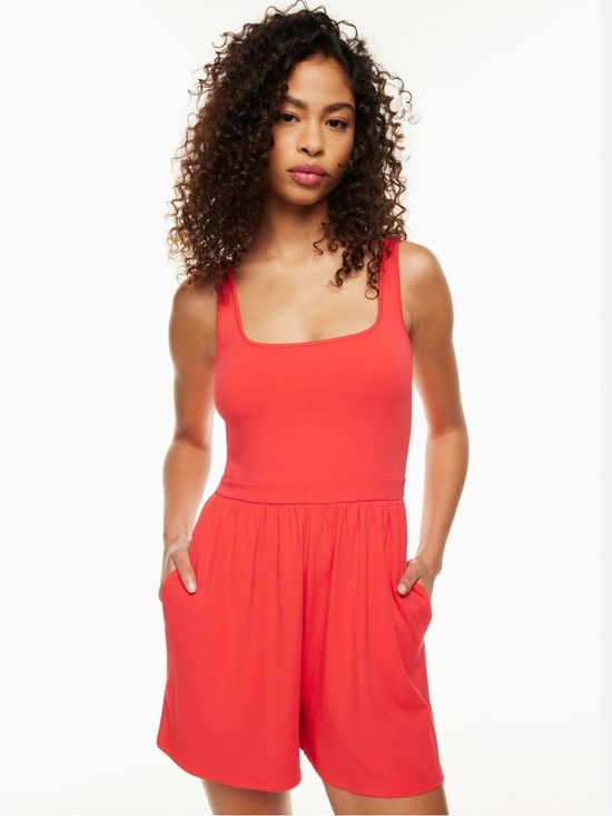 Wilfred Pants - Aritzia Wilfred Market Romper | Coral Red | Sleeveless | Pockets | Size XS